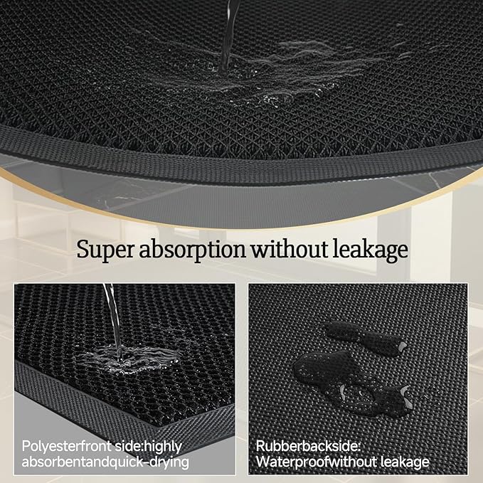 3'x 5' Elestic Net Entry Mat Outside Entrance. High Traffic Guard Dirt Trapper Doormat with Rubber Backing, Upgraded Commercial Front Door Mat for Entryway(Jet Black)
