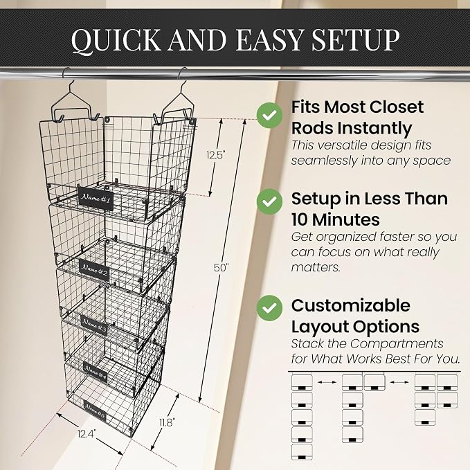 DECOLURE 5-Tier Adjustable Hanging Closet Organizer – Maximize Hanging Storage - Image 2