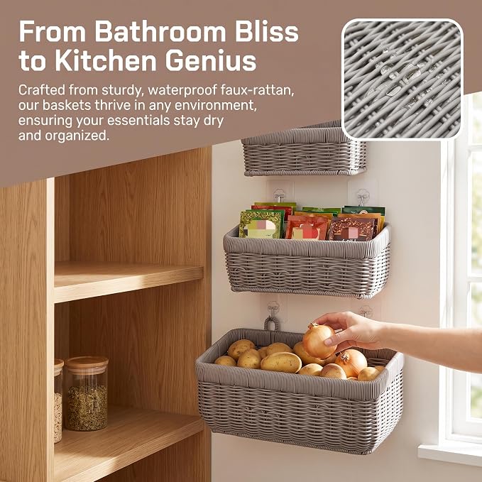 Wall Baskets, Hanging Wicker Baskets - Image 4