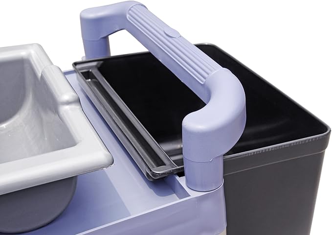 New Star Foodservice 54569 350-Pound Plastic 3-Tier Utility Bus Cart with Locking Casters, 42.5 "x 19.5" x 38.5", Gray