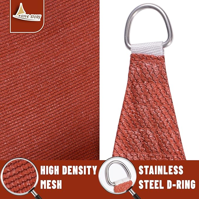 LOVE STORY Custom Size 8' x 16' Terra Red Sun Shade Sail Canopy Commercial Rectangle Sail Shade Fabric for Patio Garden Backyard Pool (Customized)