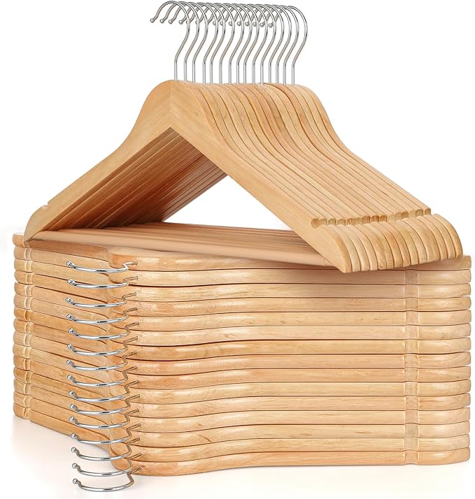 TOPIA HANGER Wooden Hangers 30 Pack, Wood Clothes Hanger Natural | Durable Coat by TOPIAHANGER