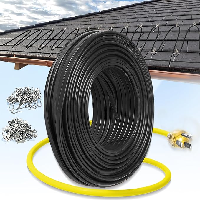 60 FT Gutter Heat Cable Kit, YeloDeer 6 W/FT Heat Tape for Roof and Gutters, Self-Regulating Roof Melt Heating Snow De-Icing Cable, 120V