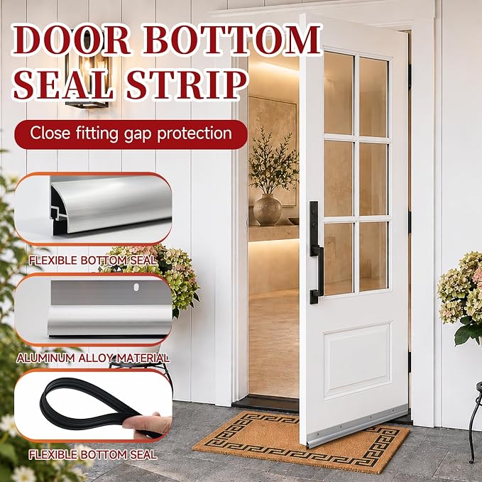 2 Pack Door Draft Stopper, Cuttable Weather Stripping Door Seal 36” Length - Image 3