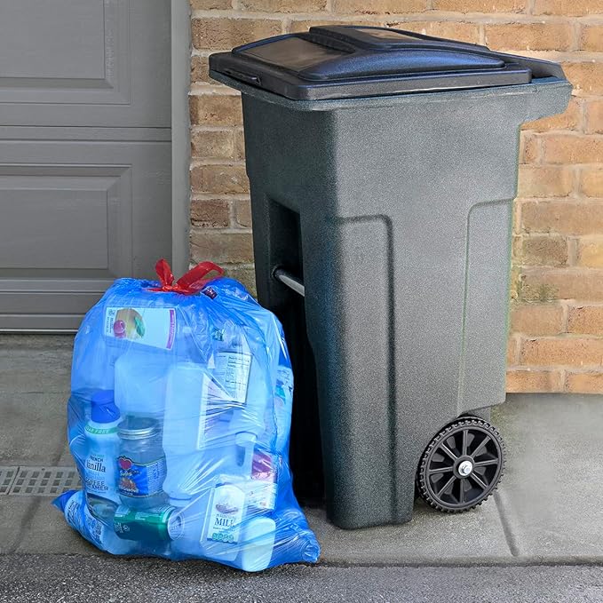 Amazon Basics Blue Recycling Drawstring Trash Bags, Tall Kitchen, 13 Gallon - Image 4