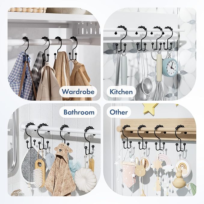 Bathway Shower Curtain Hooks Matte Black Shower Curtain Rings, Metal Shower - Image 8