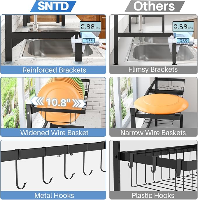 SNTD Over The Sink Large Dish Drying Rack, 26.8"-34.6", Rust-Resistant - Image 4