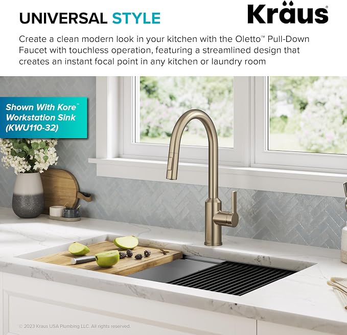 KRAUS Champagne Bronze Touchless Pull Down Faucet KSF-2830SFACB | Motion-sensor - Image 5