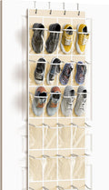 Simple Houseware 24 Pockets Clear Over the Door Shoe Organizer, 4 Durable Metal by SimpleHouseware