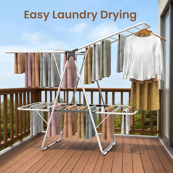 Clothes Drying Rack, 2-Tier Foldable Laundry Dryer Rack, Metal Height - Image 6
