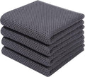 Homaxy 100% Cotton Waffle Weave Kitchen Dish Towels 4-Pack, Dark Grey | 13 x 28 by Homaxy