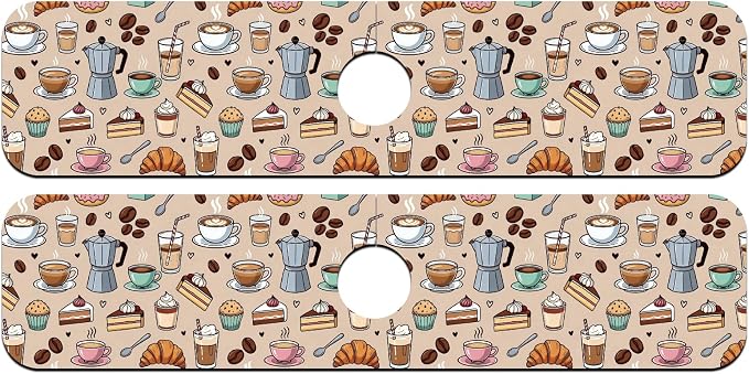 2 Pcs Kitchen Sink Splash Guard Faucet Mat Vintage Flowers Faucet Mats - Image 8
