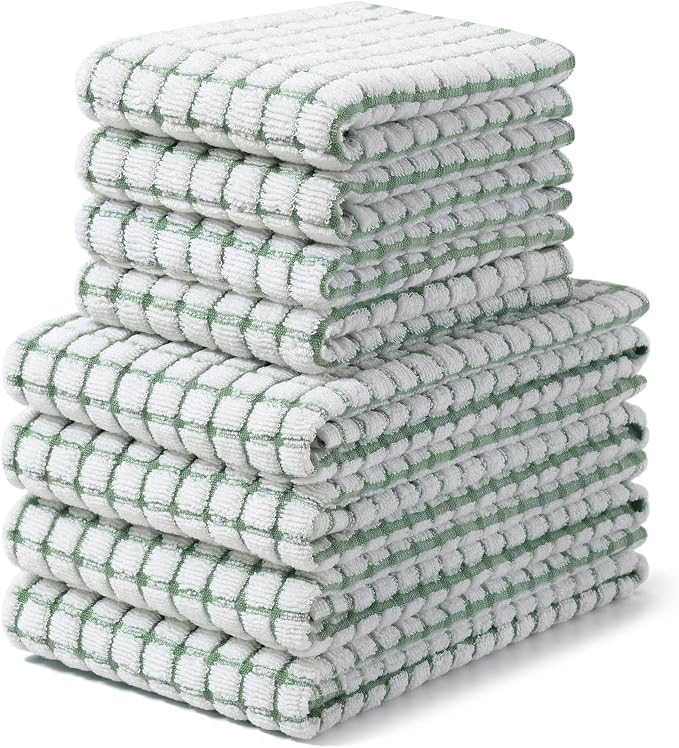 Homaxy Kitchen Towels and Dishcloths Set, Grass Green by Homaxy