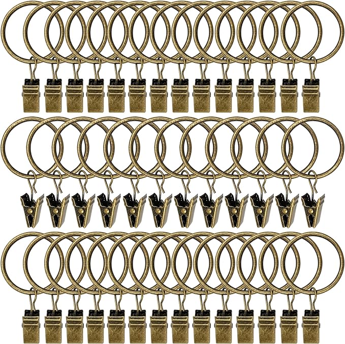 40 Pack Curtain Rings with Clips, Drapery Clips with Rings, Drapes Rings 1.26 by AMZSEVEN
