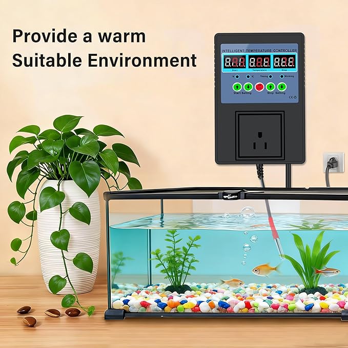 Intelligent Digital Temperature Control Sensor Regulator 100V-240V 15A -20℃-120℃ Heating/Cooling Thermostat Control Switch with LED Display Monitor,Suitable for Incubators,Brooders,Refrigerators
