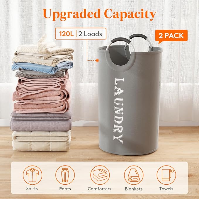 Lifewit 2 Pack 120L Laundry Basket - Image 4