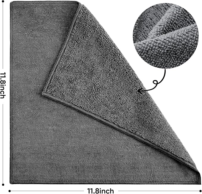 TEAWOO 10 PCS Grey Microfiber Cleaning Cloths, Car Towels, Kitchen Towels - Image 2