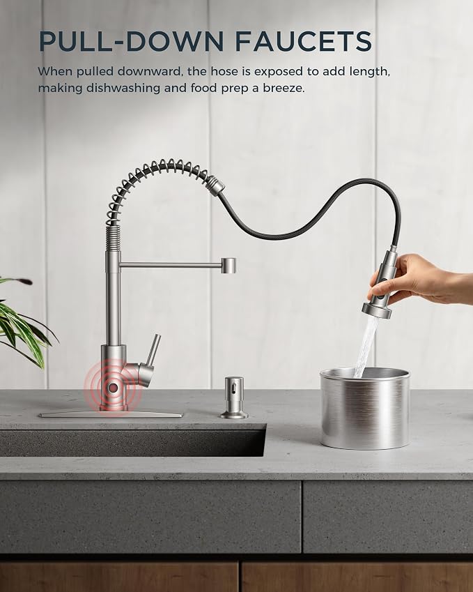 FORIOUS Touchless Kitchen Faucet, Hands-Free, Single Handle, Brushed Nickel | - Image 2