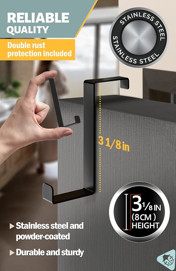 Menz Over the Door Hooks 10 Pack, 2-Sided Fits 1 3/8" & 1 3/4" Door, Bathroom - Image 2