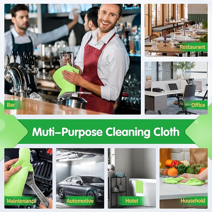 FIXSMITH Sage Green Microfiber Cleaning Cloth -Pack of 12, Highly Absorbent - Image 7