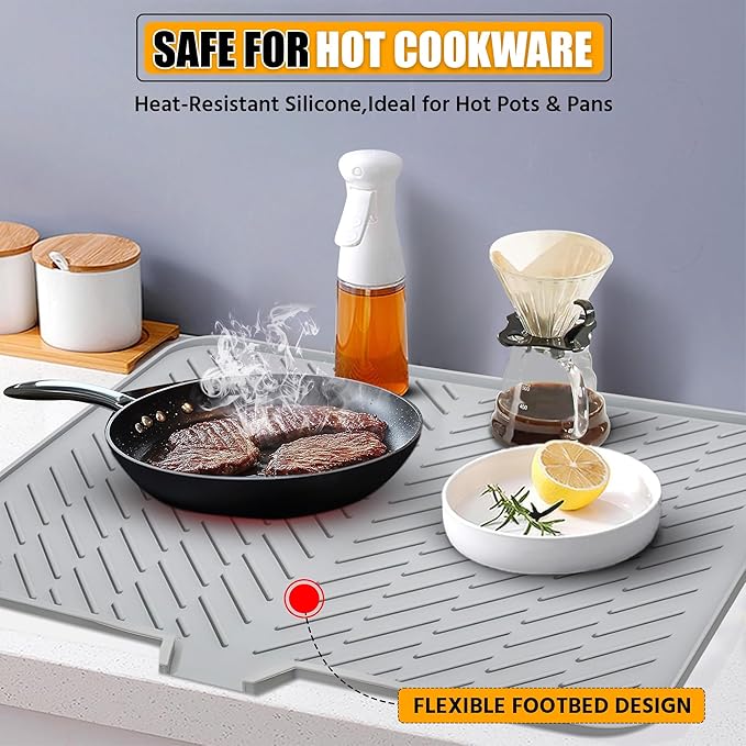 Silicone Dish Drying Mat with Built-in Drain Lip - Image 6