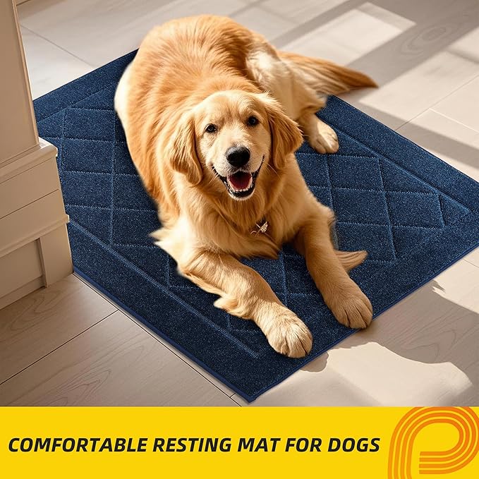 JSEI Dirt Trapper Door Mat 24"x36", Non-Slip Washable Entryway Mats, Dog Door Mat, Stain Resistant and Absorbent Floor Mats, Low Profile Welcome Mat for Front Back Door, Navy Blue