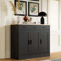 Anystyle 45" Black Buffet Cabinet with Storage, Kitchen Sideboard with 3 Drawers & 3 Doors, Modern Coffee Bar Cabinet Credenza Console Table for Dining Room, Living Room, Hallway