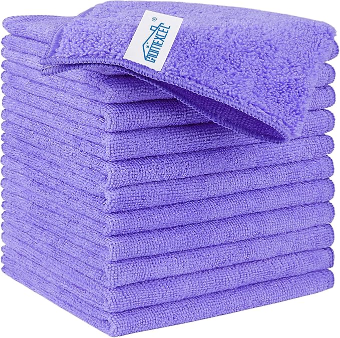 HOMEXCEL Purple Microfiber Cleaning Cloth, 12 Pack Premium Microfiber Towels by HOMEXCEL