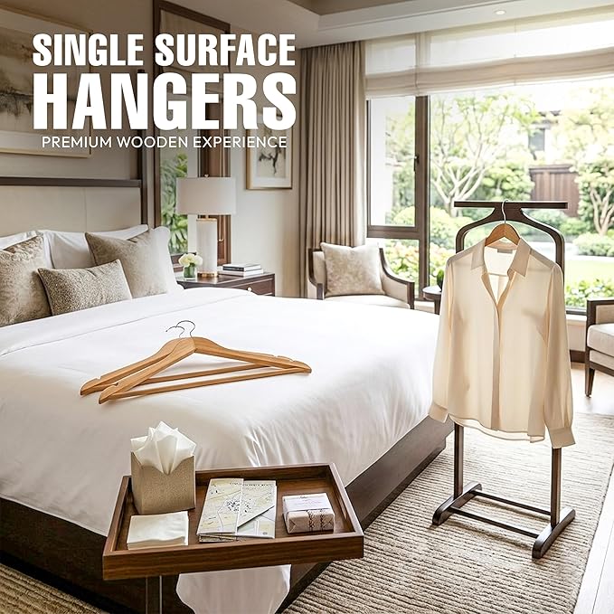 Utopia Home Wooden Hangers 80 Pack – Slim Suit Hangers Natural | 360° rotatable - Image 3