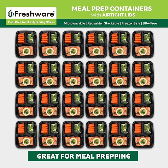 Freshware Meal Prep Containers 3 Compartment - Image 5