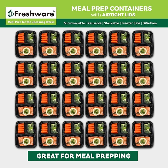 Freshware Meal Prep Containers 3 Compartment - Image 3