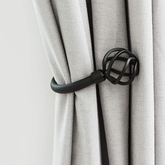 HIKMLK Geometric Industrial Curtain Holdbacks 2pcs, Solid Cast Iron Heavy Duty by HIKMLK