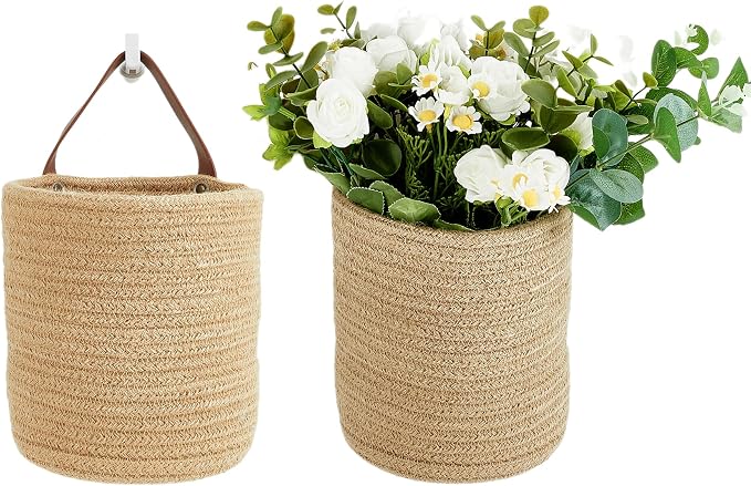Wall Hanging Storage Basket, Woven Plant Holder - Image 5