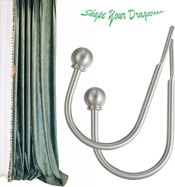 ARNORX Curtain Holdbacks Hooks Solid Steel Hooks Decorative French Ball End - Image 2