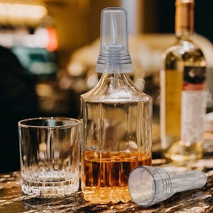 Esatto 24 Pieces Pour Spout Covers - Translucent Liquor Bottle Toppers, Universal Bottle Pour Dispenser, Liquor Bottle Covers Bottle Cover Dust for Home Kitchen Tools Supplies