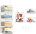 4" Extra Deeper Foldable Hanging Closet Organizer, Small Wire Cabinet Shelves by X-cosrack