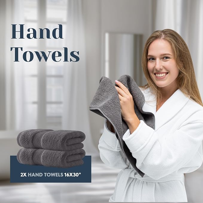 White Classic Luxury Bath Towel Set of 8 Pieces - Image 6