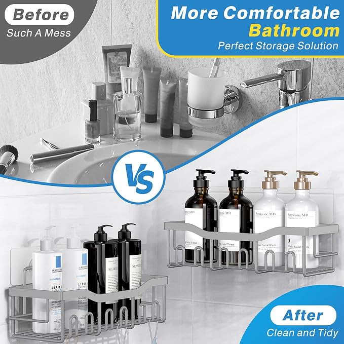 Shower Caddy 5 Pack, Adhesive Shower Organizer - Image 3
