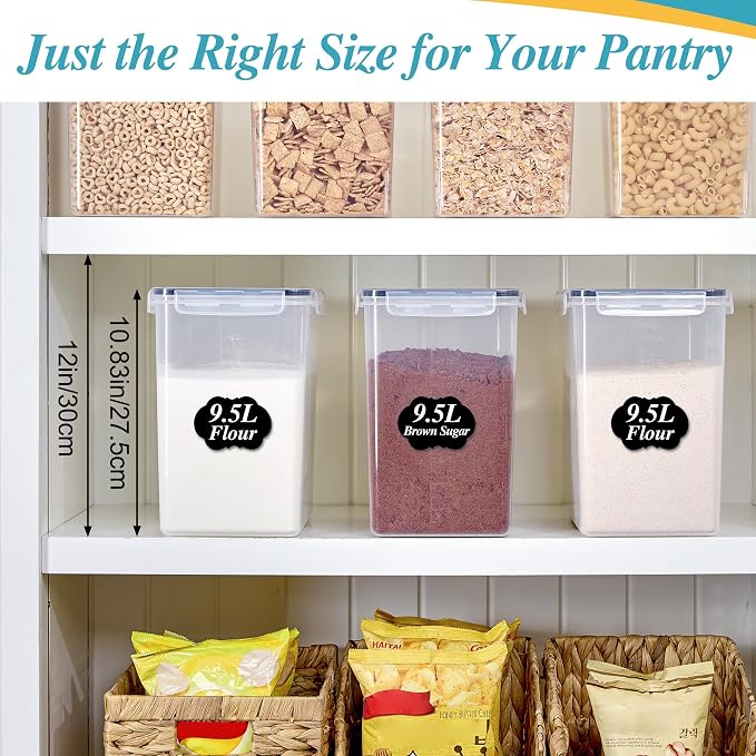 Vtopmart 9.5L Flour Sugar Storage Containers, 2 Pack, Each Fits 12.5 lb | Each - Image 6