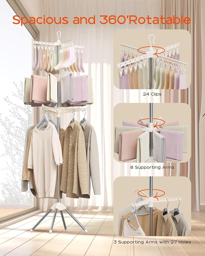 CASAMAYA Clothes Drying Rack Foldable, 79.5 inch 3 Tier Laundry Drying Rack - Image 4