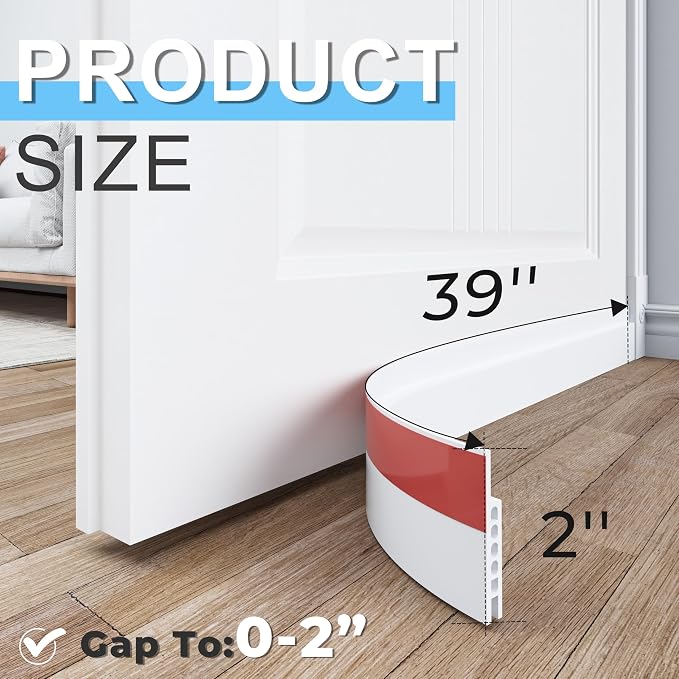 SYIPO 2 Pack Under Door Draft Stopper, Save Energy & Easy Instal Sound Proof - Image 2