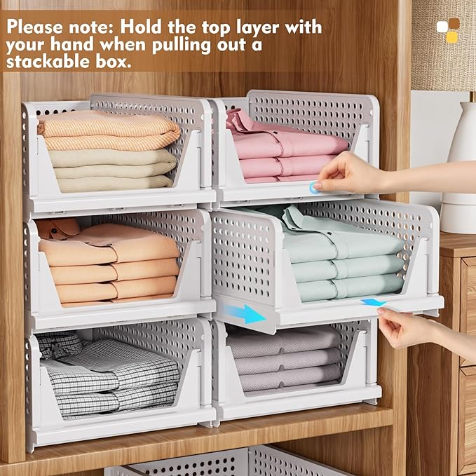 SNSLXH 5 Pack Stackable Closet Organizer Box, Space-Saving Clothes Storage - Image 6