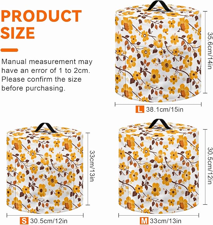 Kitchen Appliance Accessories Dust Cover for 3-6-8 Quart Instant Pot, Pressure Cooker, Air Fryer & Crock Pot,Decorative Appliance Cloth Cover with Top Handle & Storage Pockets (Orange, 8 Quart)