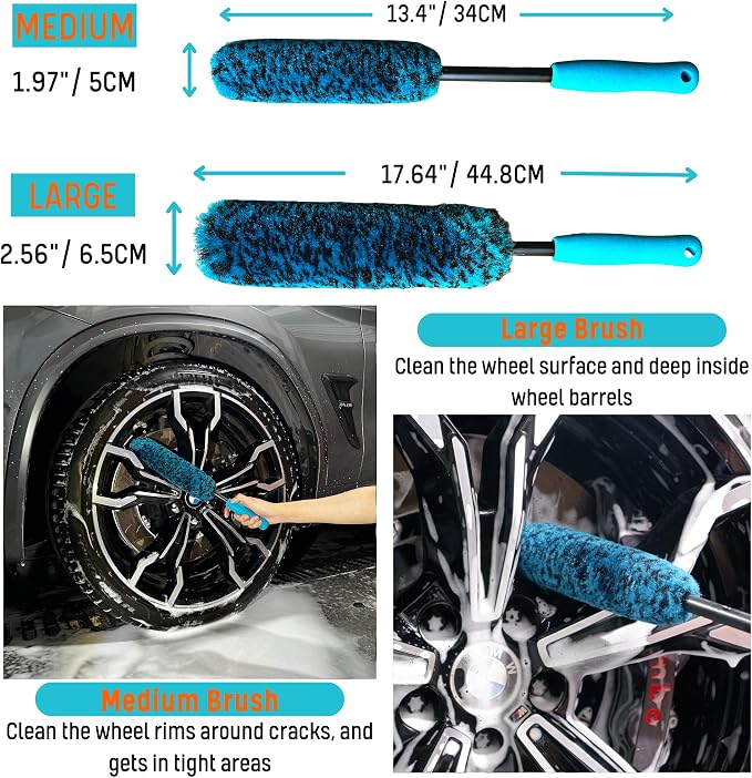 PRO Choice 4 Pack Long Handle Wheel Brush Kit - Image 5