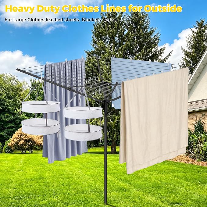 BAKON Heavy Duty Clothesline Outdoor, 40M Rotary Adjustable Tension Umbrella - Image 5