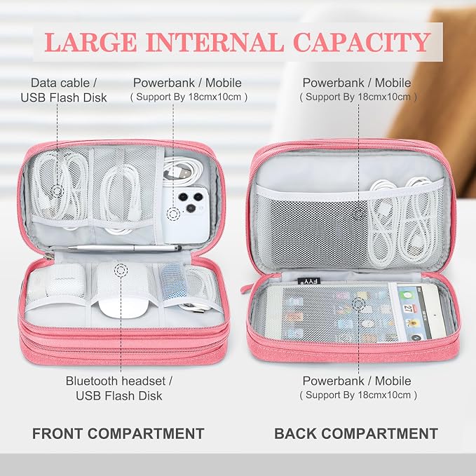 FYY Electronic Organizer, Travel Tech Pouch Bag, Waterproof, Double Layers - Image 3
