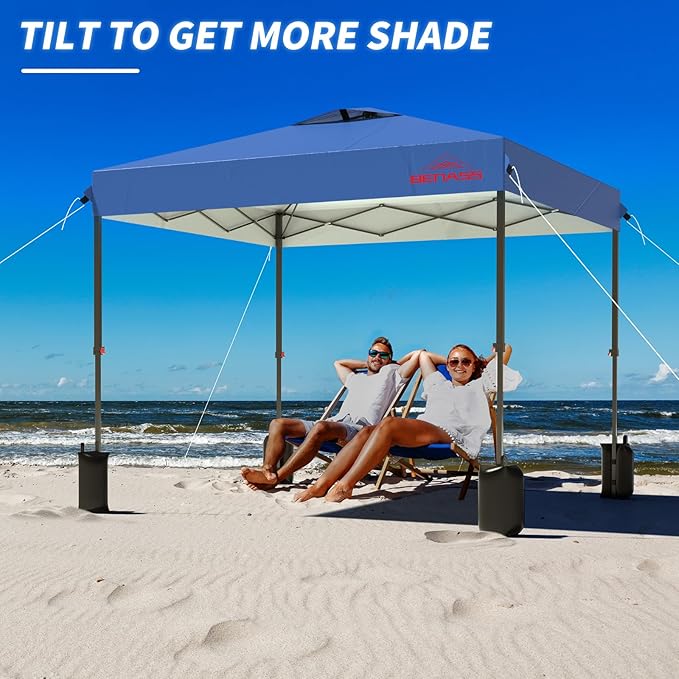 10x10 Pop Up Canopy, Easy Up Canopy Tent, Heavy Duty Tents for Parties, One Person Set Up Event Tent, Light Blue