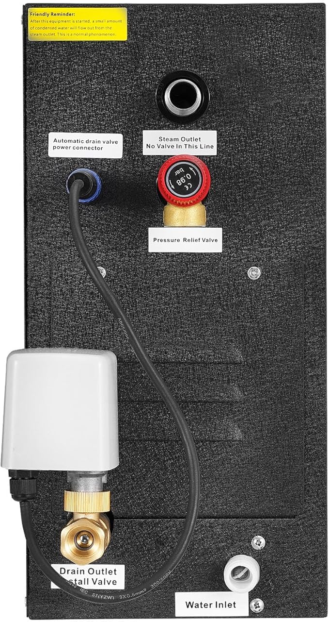 VEVOR Steam Generator, 9 kW Steam Shower System with Controller for Home Sauna Bath Spa, Commercial Auto Drain Kit with Overheat, Dry-Run & Overpressure Protection, 10 Min to 24h Efficient, Black