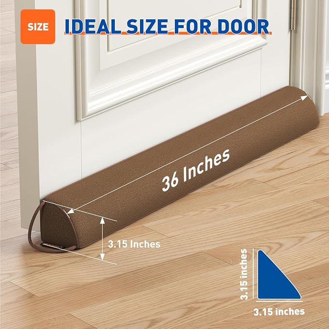 MAGZO Under Door Draft Stopper 36 Inches, Washable Triangular Under Door Gap - Image 2