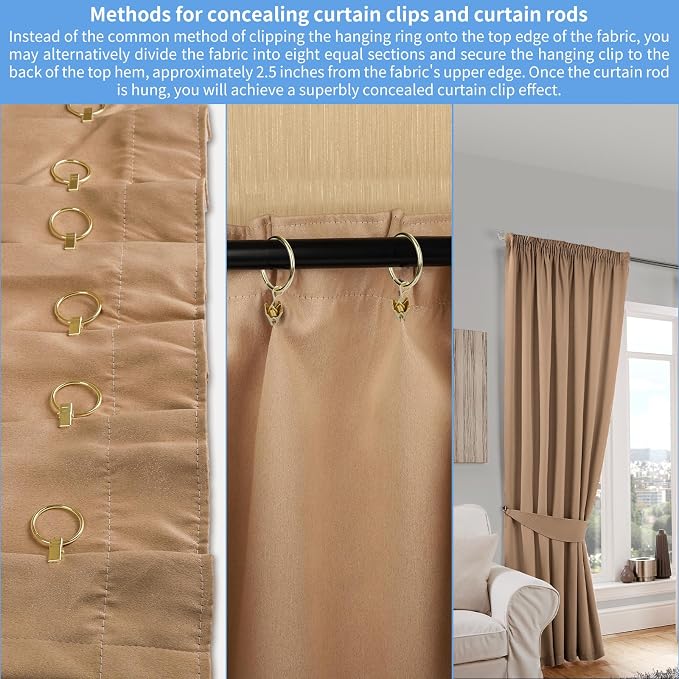 Curtain Rings with Clips, 42 Pack Metal Drapery Rings with Clips Hooks Hangers - Image 7